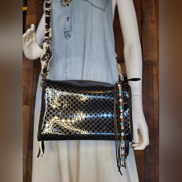 Gucci Black Crossbody PVC Concert Bag Western Boho Style - Picture 2 of 5